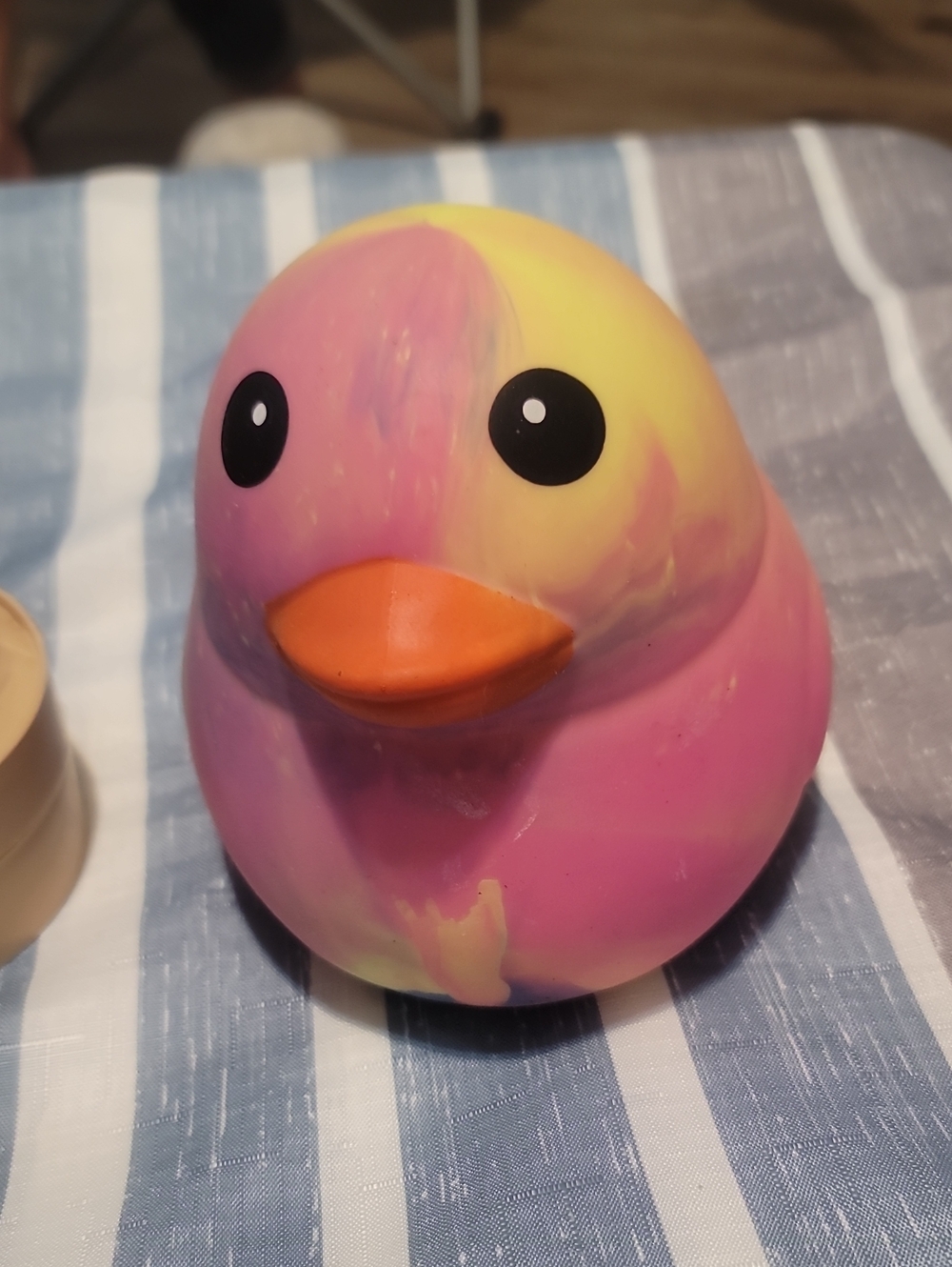 Pink and Yellow Squishy Rubber Duck